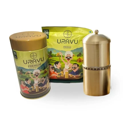 Uravu Premium Filter Coffee Powder with Brass Filter Coffee Maker